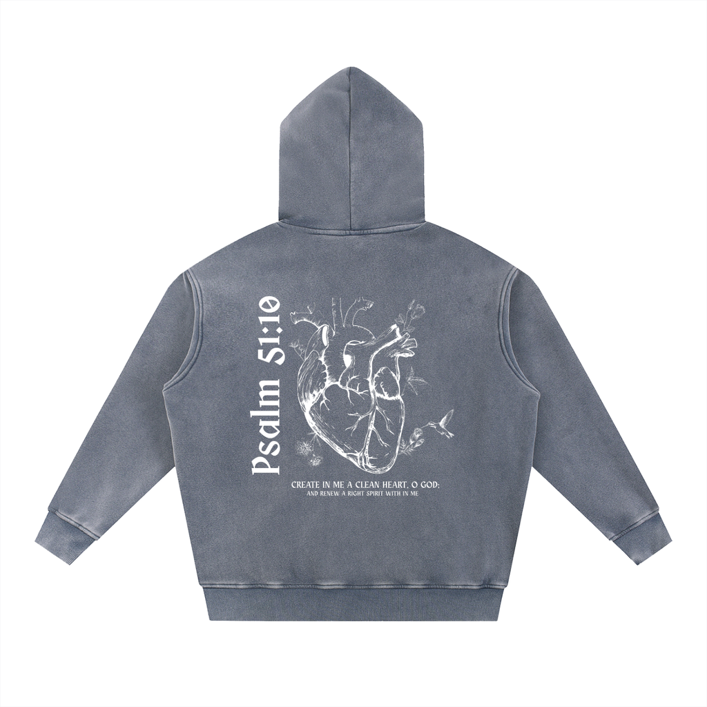 Psalm 51:10 - Snow Wash Fleece Oversize Hoodie