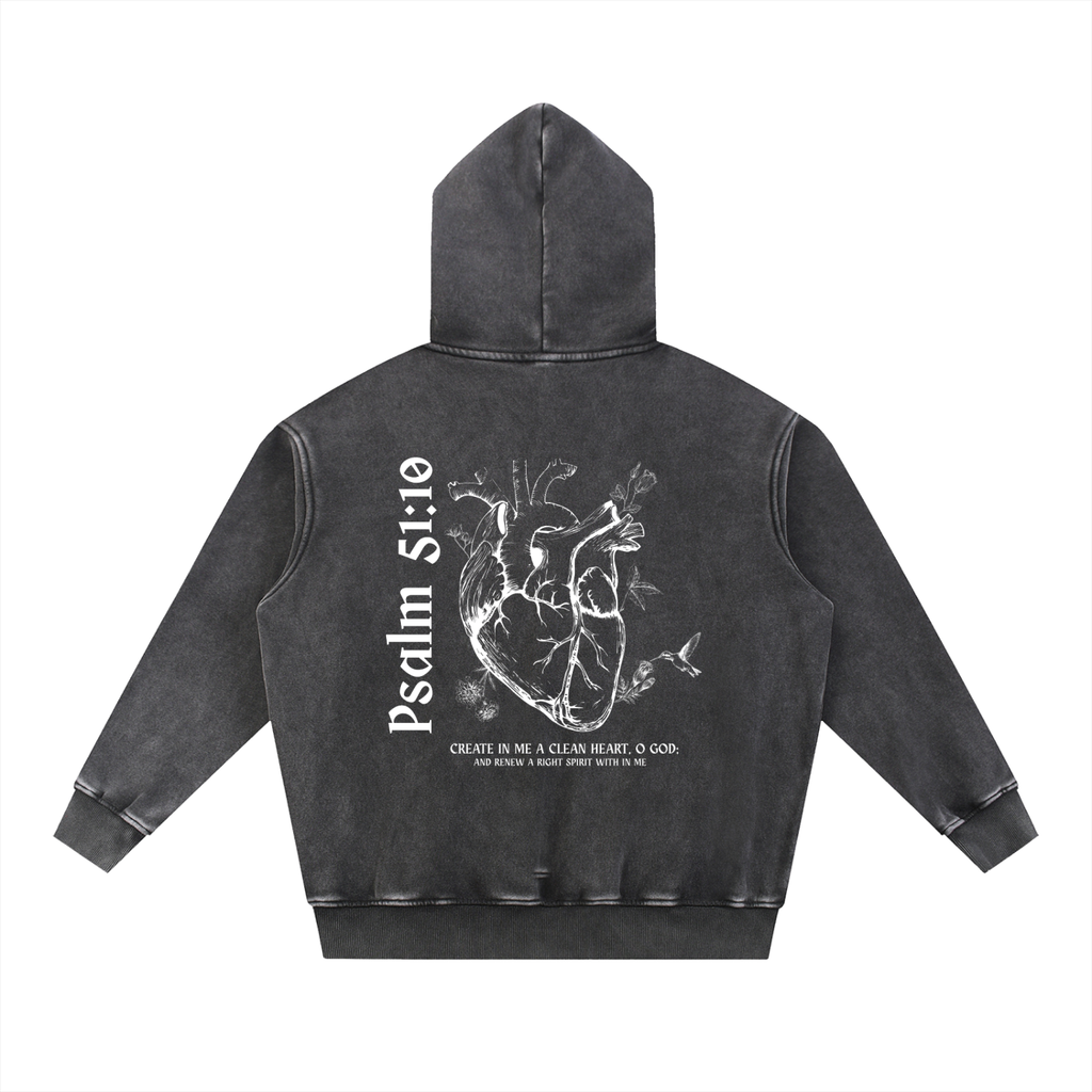 Psalm 51:10 - Snow Wash Fleece Oversize Hoodie