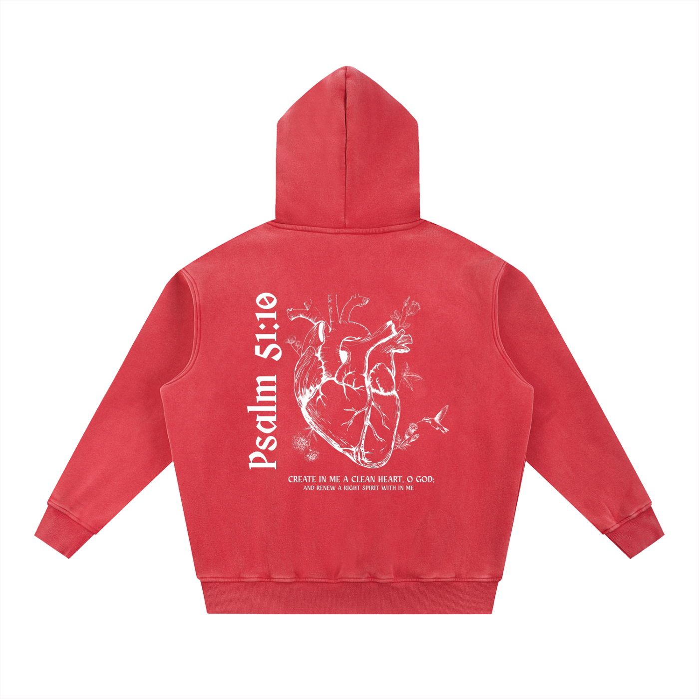 Psalm 51:10 - Snow Wash Fleece Oversize Hoodie
